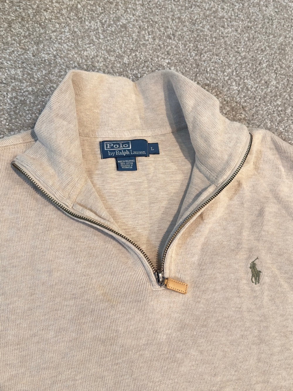Polo by Ralph Lauren Men's Light Beige Half-Zip Sweater - Picture 5 of 5